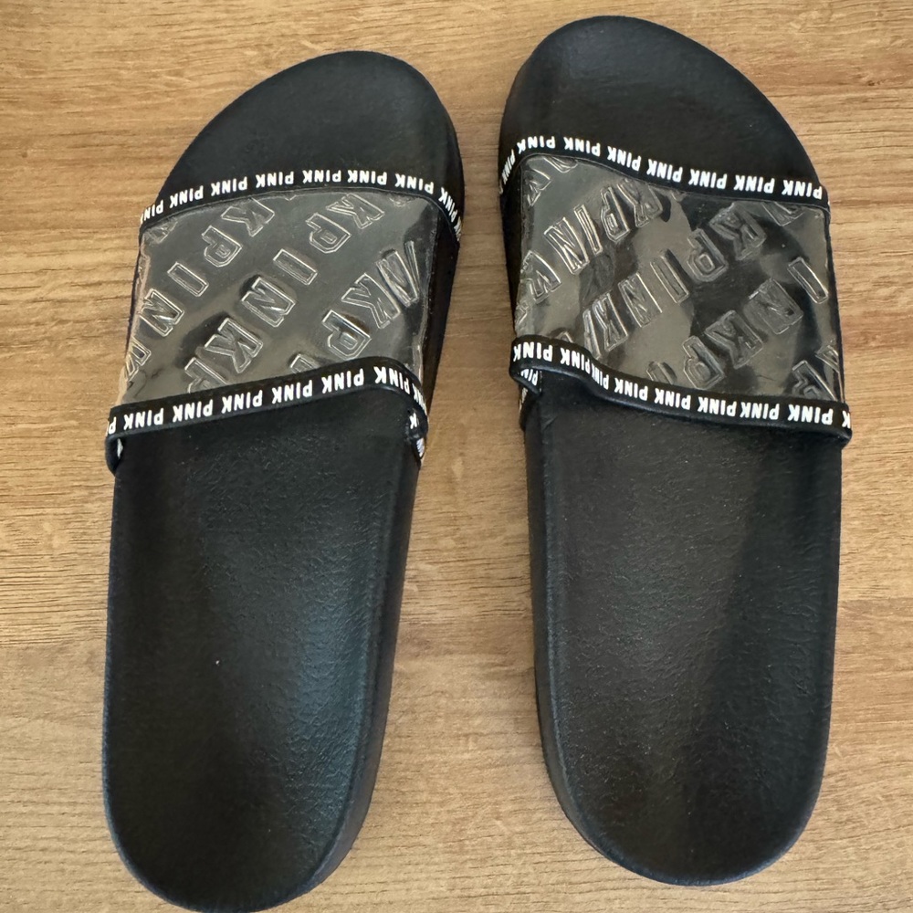 PINK Victoria's Secret Black Slides
